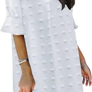 Summer Dresses for Women V Neck Ruffle Short Sleeve Casual Shift Dress